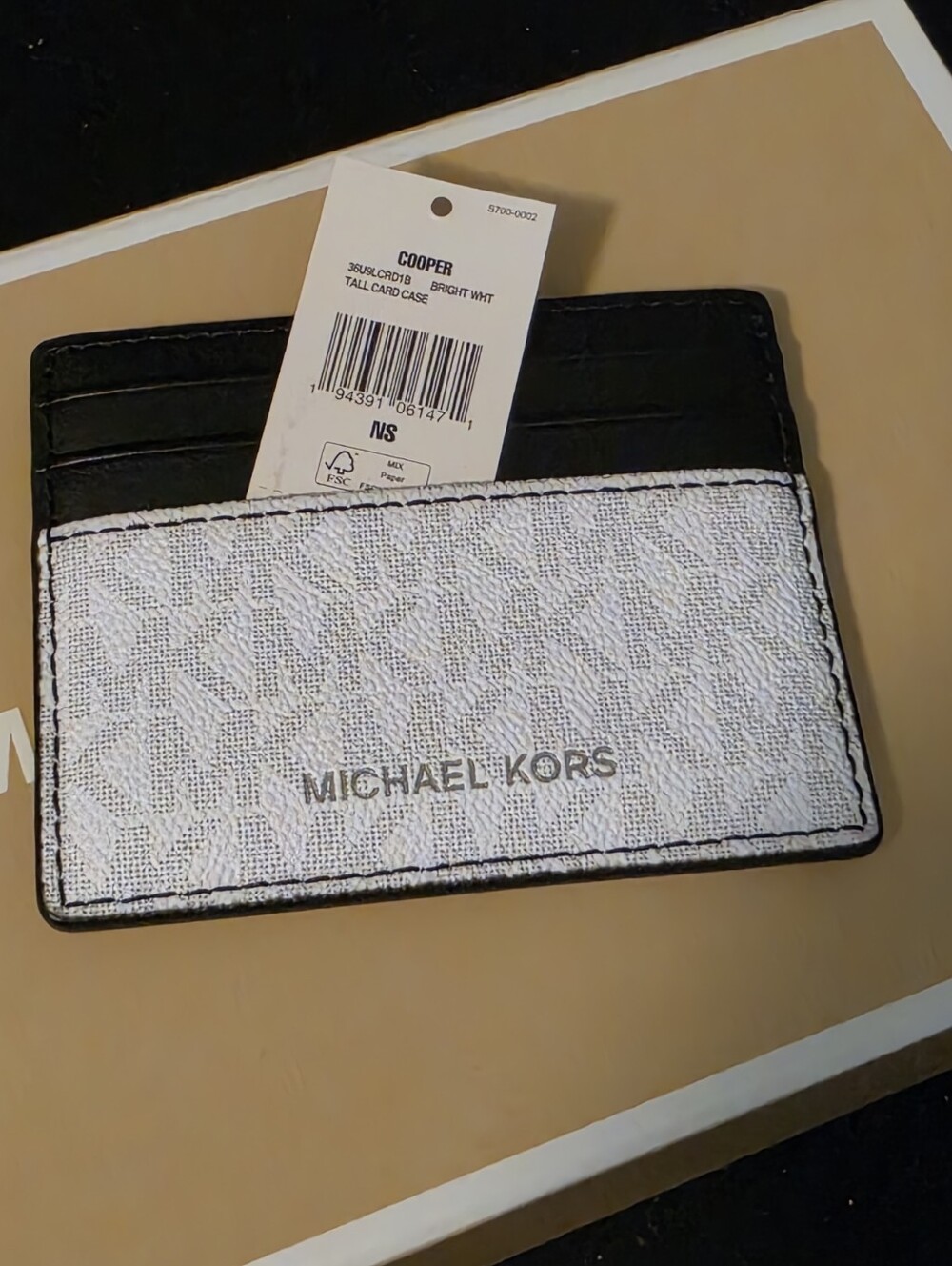Michael Kors Black & White MK Logo Card Holder